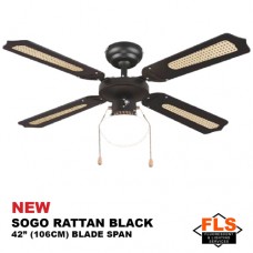 CEILING FAN SOGO RATTAN BLACK 42” (106CM) BLADE SPAN CEILING FAN SOGO RATTAN BLACK 42” (106CM) BLADE SPAN