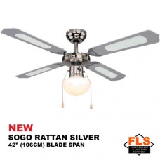 CEILING FAN SOGO RATTAN SILVER 42” (106CM) BLADE SPAN CEILING FAN SOGO RATTAN SILVER 42” (106CM) BLADE SPAN
