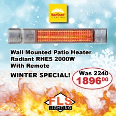 Wall Mounted Patio Heater Radiant RHE5 2000W With Remote
