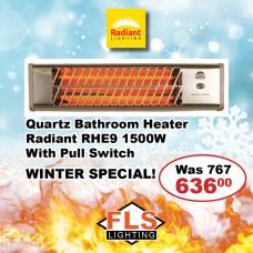 Quartz Bathroom Heater Radiant RHE9 1500W With Pull Switch