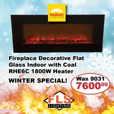 Fireplace Decorative Flat Glass Indoor with Coal RHE6C 1800W Heater